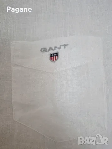 Класическа бяла ленена риза GANT, Размер М
​, снимка 4 - Ризи - 56002821