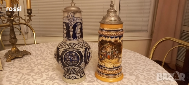 Vintage. Нови! Великолепна кана 1,5 л. със знаменити личности и Рисувана халба 1 л.