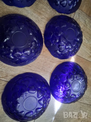 Синьо стъкло 6 бр. купучки/ на ягоди/, снимка 15 - Сервизи - 51236195