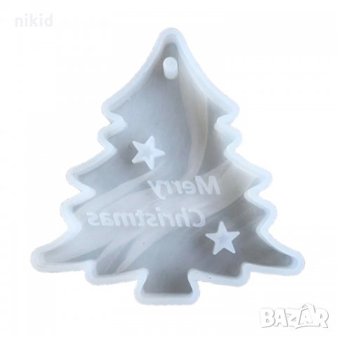 Merry Christmas Коледен Коледна Елха силиконов молд с вдлъбнатина за фондан шоколад смола висулка