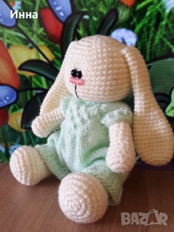 Плетена играчка Заек-Беби, Плетени, ръчно изработени, прекрасен подарък, снимка 11 - Плюшени играчки - 38318925