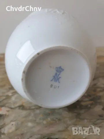 ALKA Kaiser 23см/АЛКА Бавария стара немска порцеланова ваза с дръжка/бяла-модернизъм-злато, снимка 5 - Вази - 48998116