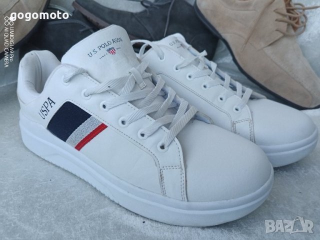 Кецове Като нови мъжки бели, спортни обувки U.S. Polo Assn®, 44 - 45, снимка 8 - Кецове - 44450796