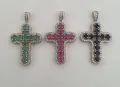 Сребърен Кръст с Рубини, Сапфири, Изумруди, снимка 1