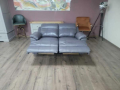 Сиво-лилав кожен диван двойка с ръчен релаксиращ механизъм, снимка 6