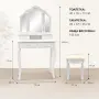 Бяла козметична тоалетка с три огледала и табуретка, снимка 4
