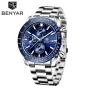 Луксозен Мъжки Кварцов часовник *BY*BENYAR BLUE* Плочка/Атлантик металик !!, снимка 1