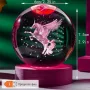 LED Светеща кристална топка/лампа 3D сензорна,лазерно гравирана-Еднорог, снимка 4
