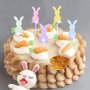 5 бр заек Зайче Зайчета картонени цветни топери Вликден украса декор за мъфини торта парти декор, снимка 2