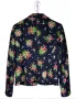 Тъмносиньо сако с релефни цветя и щампа цветя, снимка 3
