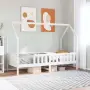 vidaXL Рамка за детско легло къща, бяла, 90x200 см, борово дърво масив, снимка 2