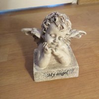 Старинна  фигурка Сладко Ангелче с крила, херувим  - подари нежност, щастие и любов на твой любим, снимка 1 - Антикварни и старинни предмети - 34130741