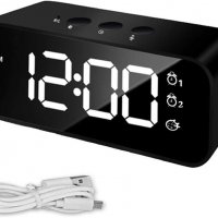 LED огледален музикален часовник с двойна аларма,USB, снимка 1 - Други стоки за дома - 40079276