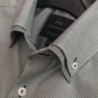 СУПЕРЛУКСОЗНА вталена черно-бяла мъжка риза с красива двойна яка , снимка 2 - Ризи - 38111696