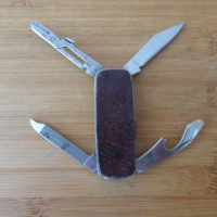 Рядко джобно ножче 4 инструмента кожено, снимка 2 - Антикварни и старинни предмети - 44755831