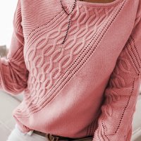 Дамски пуловер с отворени рамене и декоративни перфорации, 3цвята , снимка 4 - Блузи с дълъг ръкав и пуловери - 42468464
