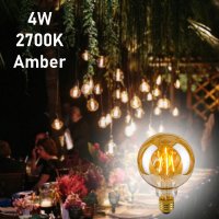 4W МАЛКА РЕТРО ВИНТИДЖ LED КРУШКА E27, LED BULB 2700K, КЕХЛИБАР С ОГЛЕДАЛНА ПОВЪРХНОСТ, снимка 4 - Крушки - 37817451