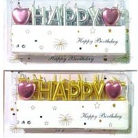 Happy Birthday честит Рожден ден букви розови сребристи златисти свещи за торта Рожден ден, снимка 1 - Други - 25898014