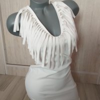 Елегантна бяла рокля с ресни - 25,00лв., снимка 8 - Рокли - 29313775