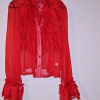 Дамска Червена Риза с воали, снимка 3 - Ризи - 40050181