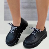 Равни обувки - черна кожа - BZ7, снимка 1 - Дамски ежедневни обувки - 42830860