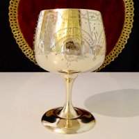 Гравиран бокал,чаша,никелово сребро. , снимка 2 - Антикварни и старинни предмети - 37716015