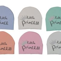 Бебешки памучни шапки 0-6м. Little Prince/Little Princess 👑, снимка 1 - Бебешки шапки - 44698460