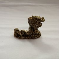 Сувенир малка статуетка китайски дракон в бронзов цвят, снимка 5 - Статуетки - 44466320