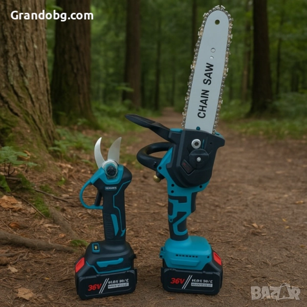 Промо 2в1 комплект WerkBull Акумулаторна Лозарска ножица с дисплей и Безчетков Трион с автоматично о, снимка 1