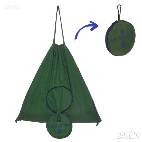 Сгъваема чанта за пране маслинено зелена 30 л_1244568, снимка 1