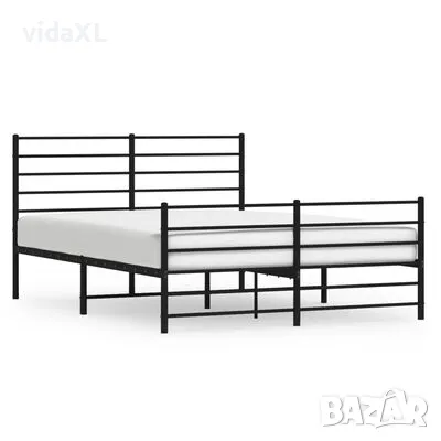 vidaXL Метална рамка за легло с горна и долна табла, черна, 120x200 см(SKU:352335）, снимка 1