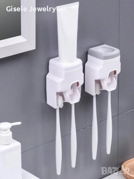 Автоматичен диспенсър за паста за зъби с държач за четки за зъби, снимка 1