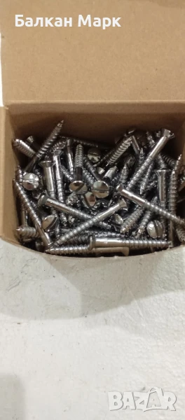 Винтове за дърво 6x40 – прав шлиц, хромиран месинг – 200бр., снимка 1
