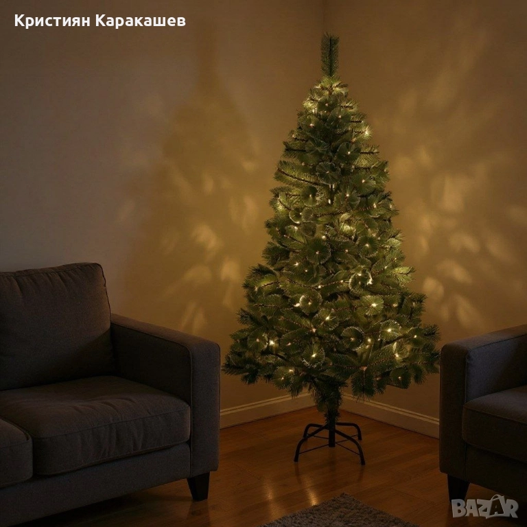 Изкуствена Коледна елха със заснежени върхове, снимка 1