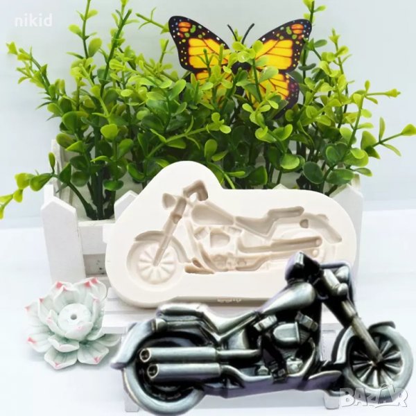 Масивен Мотор Мотоциклет силиконов молд форма калъп за декорация торта фондан шоколад гипс, снимка 1