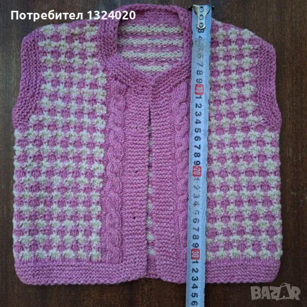 Нов вълнен ръчно плетен елек за момиче, снимка 1