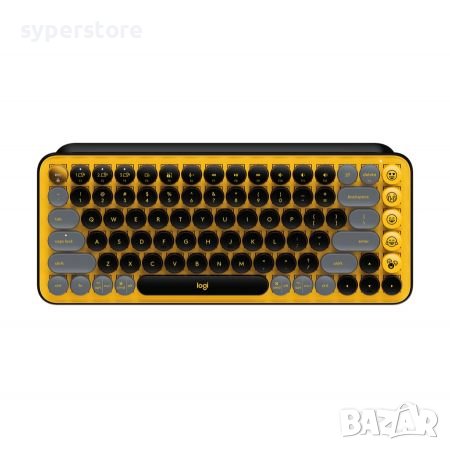 Клавиатура Безжична Logitech Blast POP Keys Жълта Механична с осем сменяеми клавиша за емоджи, снимка 1