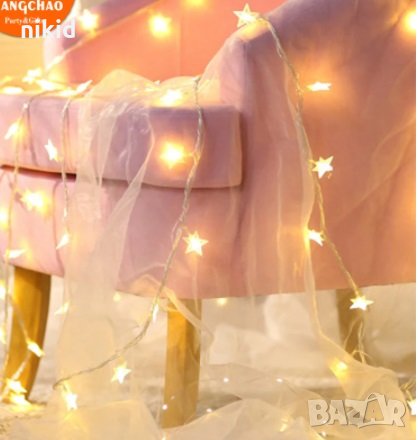 Светещи лампички гирлянд звездички Коледна украса декор парти, снимка 1