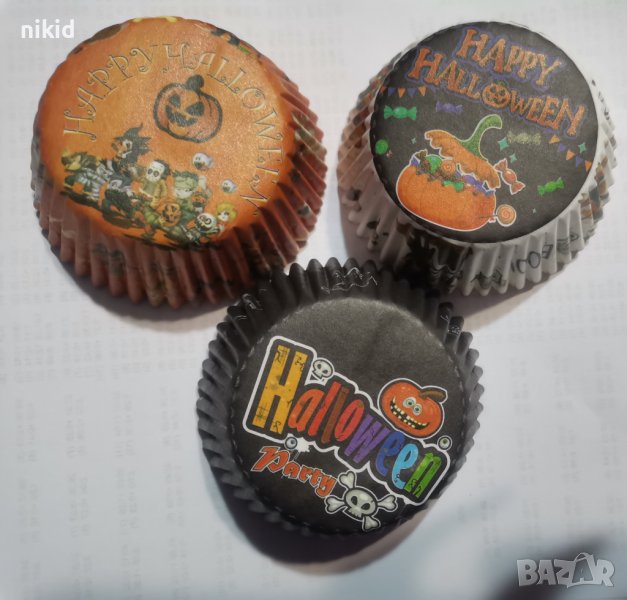 50 бр хартиени капсули 3 вида Хелоуин Halloween кошнички за кексчета мъфини парти, снимка 1