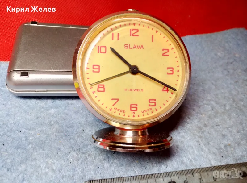 SLAVA 11 JEWELS MADE in USSR Стар КОЛЕКЦИОНЕРСКИ РУСКИ МЕХАНИЧЕН БУДИЛНИК СЛАВА 47832, снимка 1