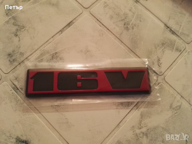 Емблема 16V, VW GOLF, LUPO, POLO, червена, емблема 16В, за автомобил, лепенка, снимка 1