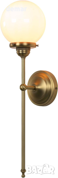 JIMUBEAM индустриална винтидж стенна лампа, бял стъклен глобус, снимка 1