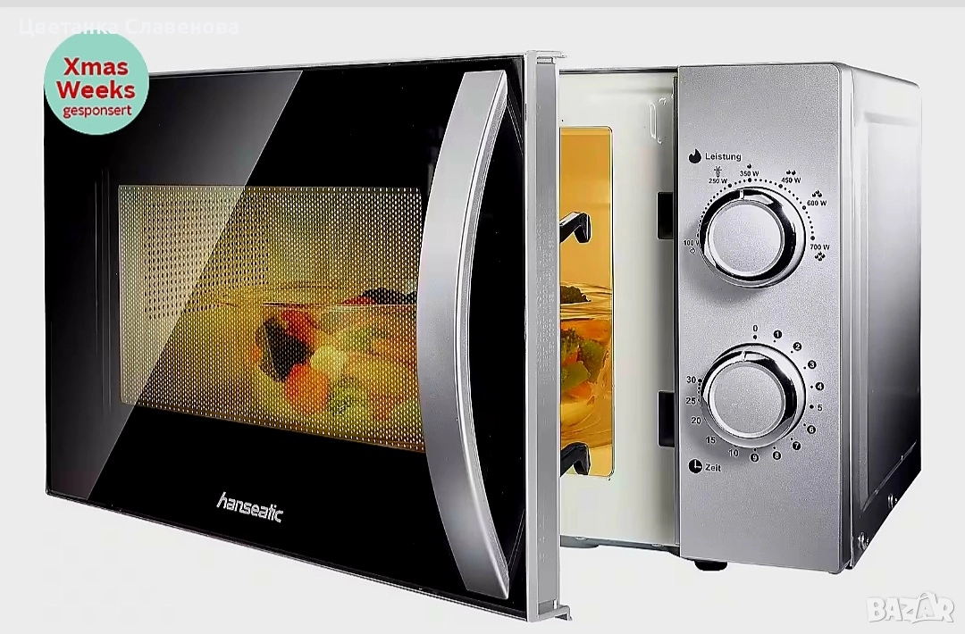 Микровълнова фурна Hanseatic 20л.700W SMH207P3H-P, сребриста, снимка 1