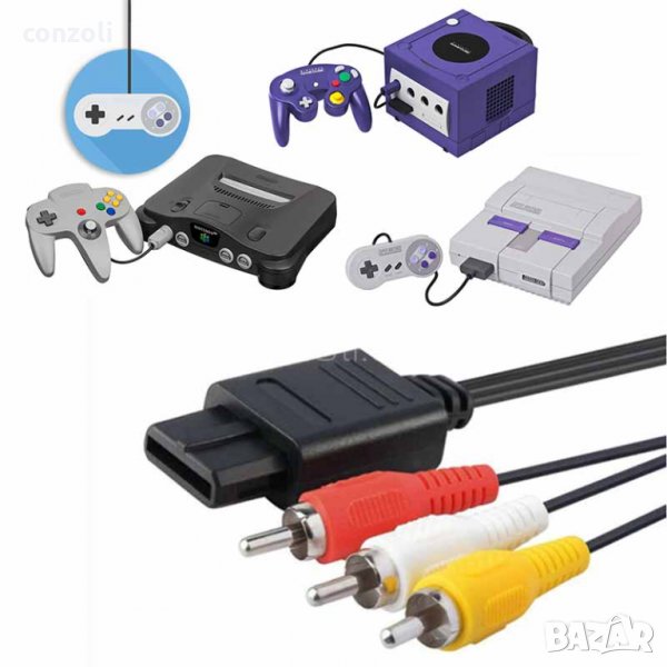 Композитен AV TV RCA кабел за Nintendo N64/NGC/SFC, GameCube и SNES, снимка 1