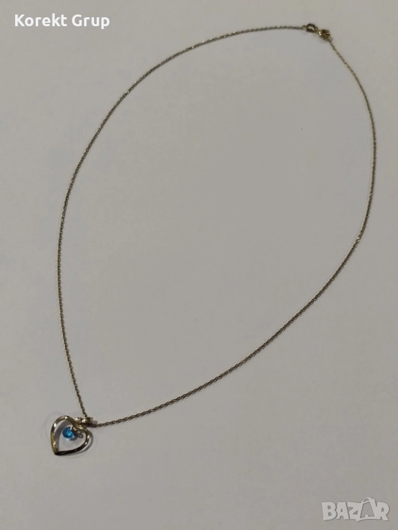 Златен синджир 14к с висулка сърце, снимка 1