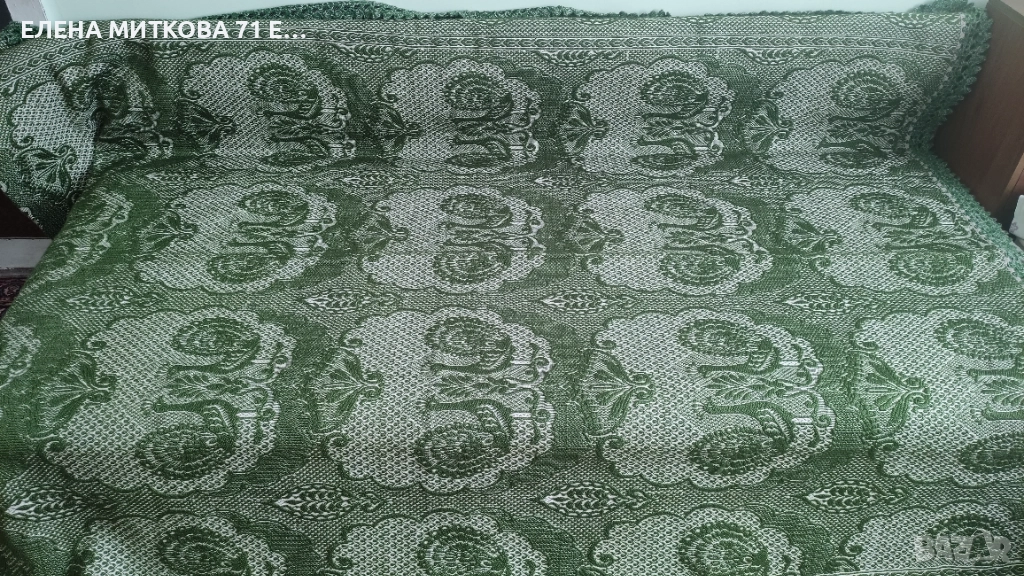 Голямо тежко вълнено тъкано покривало за спалня или килим, снимка 1