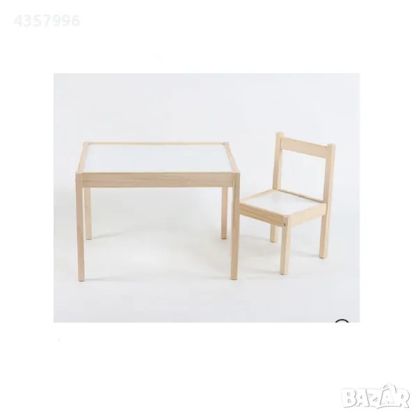 Комплект детска масичка и стол, За деца, Дърво, Бял , снимка 1