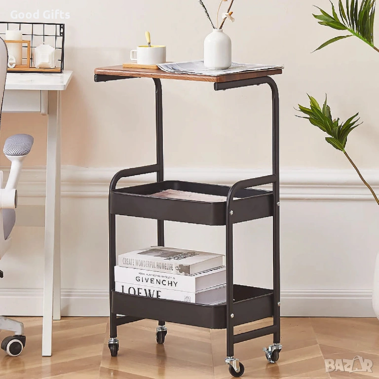 Преносима Помощна Масичка от Въглеродна Стомана – Стил и Мобилност в Едно, снимка 1