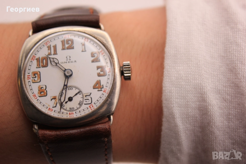 Omega WW1 Trench Watch – Сребърен оригинал от 1916 г. механичен, снимка 1