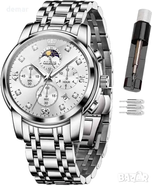 Мъжки многофункционален часовник OLEVS, водоустойчив с множество циферблати, снимка 1